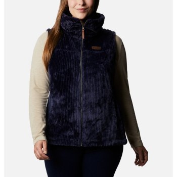 Columbia Fire Side Sherpa Plus Size, Chaleco Azul Marino Rayas Para Mujer | 670932-LMW